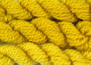 handspun wool dyed with weld natural plant dye