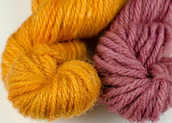 wool dyed with brazilwood/sappanwood & chalk
