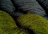 wool dyed with fustic dye extract & indigo